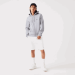 Men Lacoste V0ZN1039 Grey Chine CCA Kangaroo Pocket Fleece Zipped Sweatshirt - Image 2