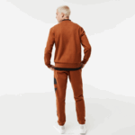 Men Lacoste V0ZN1040 Brown 3PB Classic Fit Contrast Lettering Cotton Sweatshirt - Image 3