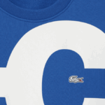 Men Lacoste V0ZN1042 Blue K1Q Classic Fit Contrast Lettering Cotton Sweatshirt - Image 5