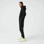 Men Lacoste V0ZN1043 Black 031 Reflective Print Trackpants - Image 2