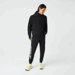 Men Lacoste V0ZN1043 Black 031 Reflective Print Trackpants - Image 6