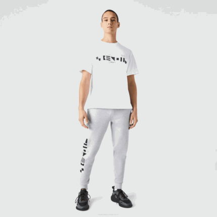 Men Lacoste V0ZN1044 Grey Chine CCA Reflective Print Trackpants