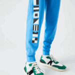 Men Lacoste V0ZN1045 Blue 4XA Reflective Print Trackpants - Image 6