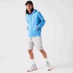 Men Lacoste V0ZN1047 Blue 4XA Kangaroo Pocket Fleece Zipped Sweatshirt