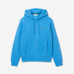 Men Lacoste V0ZN1047 Blue 4XA Kangaroo Pocket Fleece Zipped Sweatshirt - Image 5