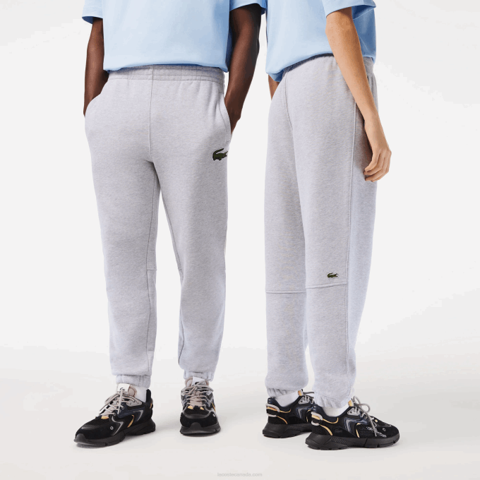 Men Lacoste V0ZN1048 Grey Chine CCA Organic Cotton Fleece Trackpants - Image 2