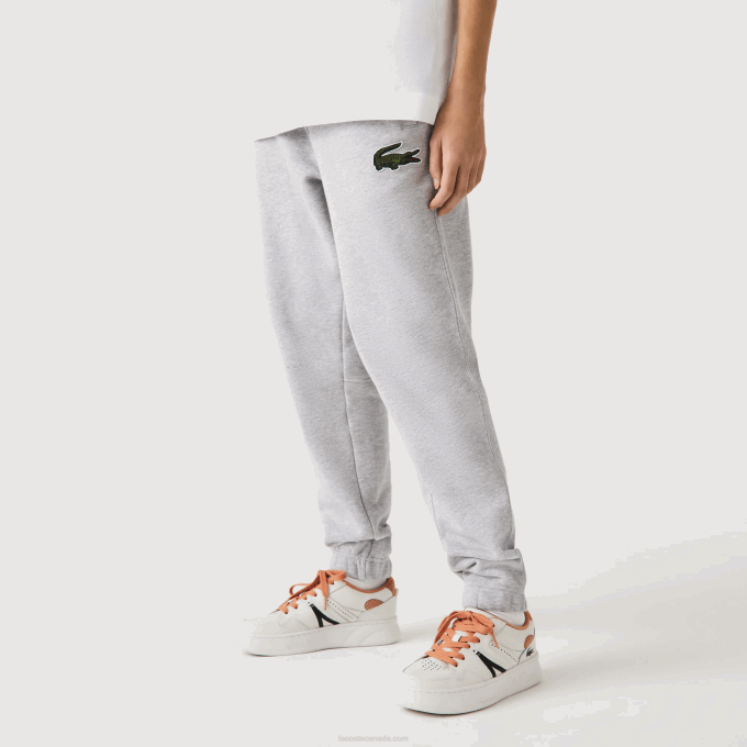 Men Lacoste V0ZN1048 Grey Chine CCA Organic Cotton Fleece Trackpants - Image 4