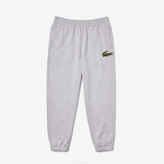 Men Lacoste V0ZN1048 Grey Chine CCA Organic Cotton Fleece Trackpants - Image 5