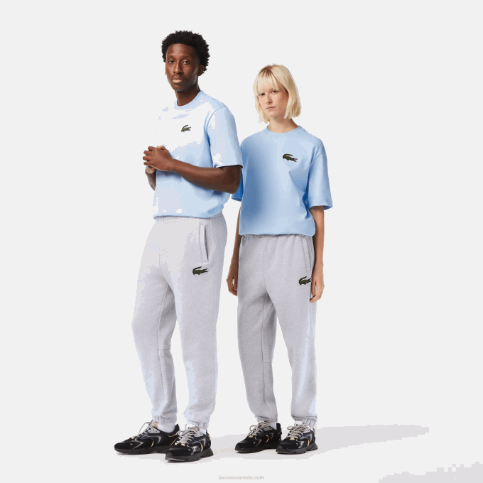 Men Lacoste V0ZN1048 Grey Chine CCA Organic Cotton Fleece Trackpants - Image 1