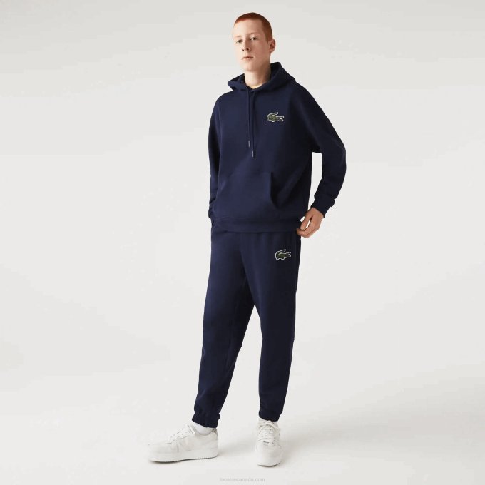 Men Lacoste V0ZN1049 Navy Blue 166 Organic Cotton Fleece Trackpants - Image 2