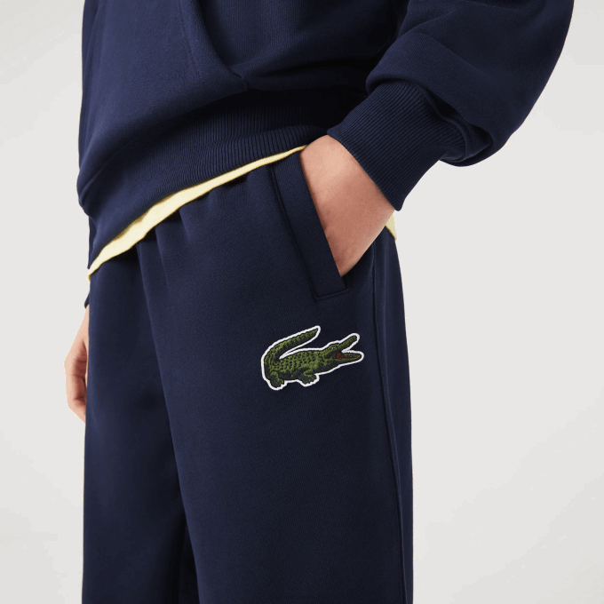 Men Lacoste V0ZN1049 Navy Blue 166 Organic Cotton Fleece Trackpants - Image 4