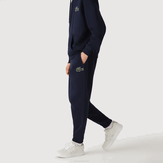 Men Lacoste V0ZN1049 Navy Blue 166 Organic Cotton Fleece Trackpants - Image 7