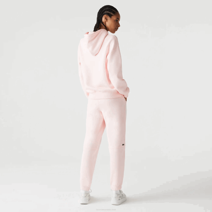 Men Lacoste V0ZN1050 Light Pink T03 Organic Cotton Fleece Trackpants - Image 3