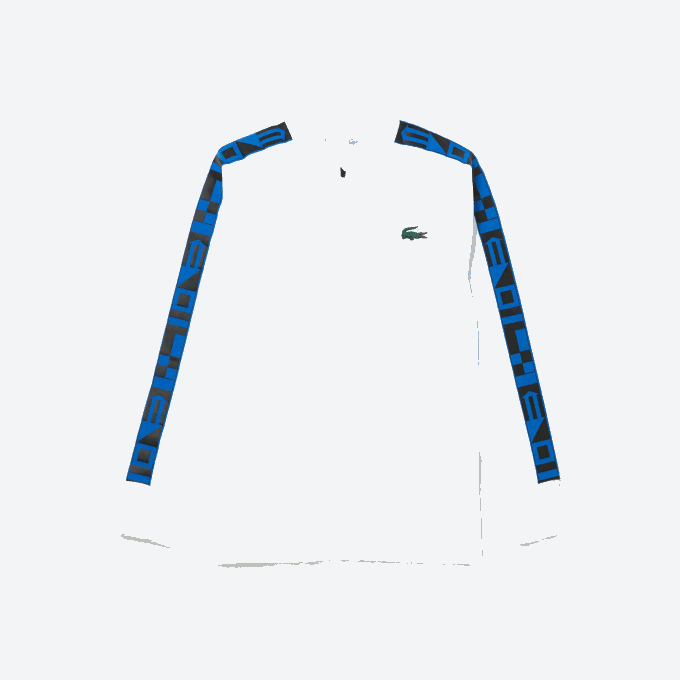 Men Lacoste V0ZN1052 White 001 SPORT Printed Zip Tennis Sweatshirt - Image 5