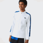 Men Lacoste V0ZN1052 White 001 SPORT Printed Zip Tennis Sweatshirt - Image 7