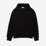 Men Lacoste V0ZN1053 Black 031 Loose Fit Hooded Sweatshirt - Image 4