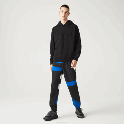 Men Lacoste V0ZN1053 Black 031 Loose Fit Hooded Sweatshirt