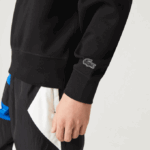 Men Lacoste V0ZN1053 Black 031 Loose Fit Hooded Sweatshirt - Image 6