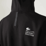 Men Lacoste V0ZN1053 Black 031 Loose Fit Hooded Sweatshirt - Image 7