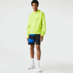 Men Lacoste V0ZN1054 Yellow 90V Loose Fit Hooded Sweatshirt - Image 2