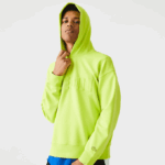 Men Lacoste V0ZN1054 Yellow 90V Loose Fit Hooded Sweatshirt - Image 4