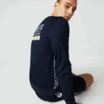 Men Lacoste V0ZN1055 Navy Blue 166 SPORT Printed Tennis Sweatshirt