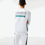 Men Lacoste V0ZN1056 White 001 SPORT Printed Tennis Sweatshirt - Image 3