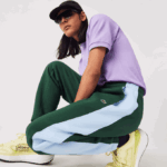 Men Lacoste V0ZN1058 Green Blue DQA Contrast Bands Trackpants
