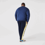 Men Lacoste V0ZN1059 Navy Blue Yellow 144 Contrast Bands Trackpants - Image 4