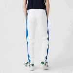 Men Lacoste V0ZN1060 White Blue LMQ Contrast Bands Trackpants - Image 3