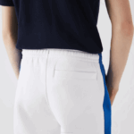 Men Lacoste V0ZN1060 White Blue LMQ Contrast Bands Trackpants - Image 6