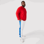 Men Lacoste V0ZN1060 White Blue LMQ Contrast Bands Trackpants - Image 7