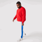 Men Lacoste V0ZN1060 White Blue LMQ Contrast Bands Trackpants - Image 8