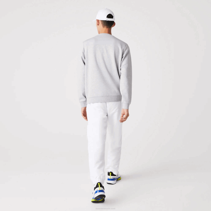 Men Lacoste V0ZN1062 Chine Light Grey 9YA SPORT Mesh Panels Sweatshirt - Image 3