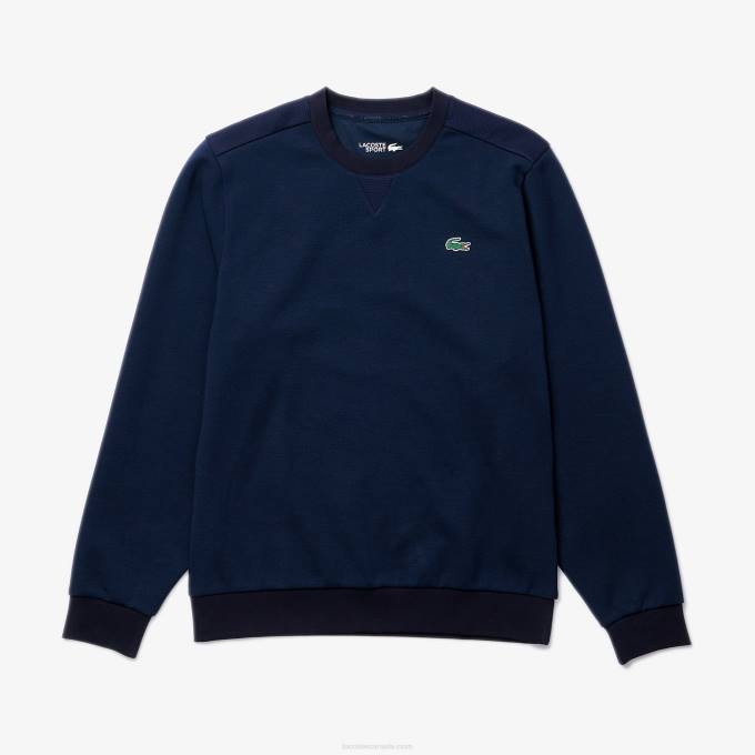 Men Lacoste V0ZN1064 Navy Blue 423 SPORT Mesh Panels Sweatshirt - Image 2