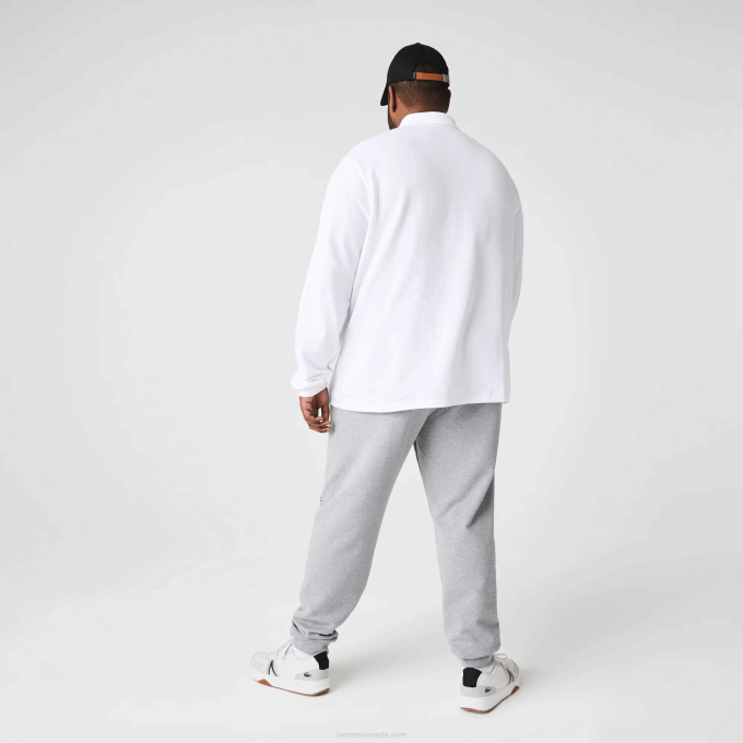 Men Lacoste V0ZN1065 Grey Chine 4JV Signature And Crocodile Print Cotton Fleece Jogging Pants - Image 3