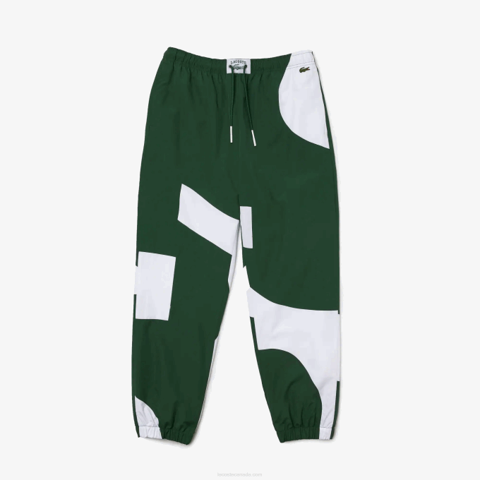 Men Lacoste V0ZN1072 Green White 291 Heritage Graphic Track Pants - Image 5