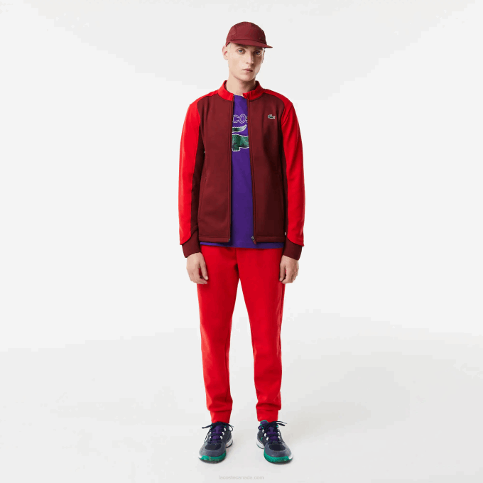 Men Lacoste V0ZN1076 Bordeaux Red 6HJ SPORT Thermal Golf Jacket - Image 2