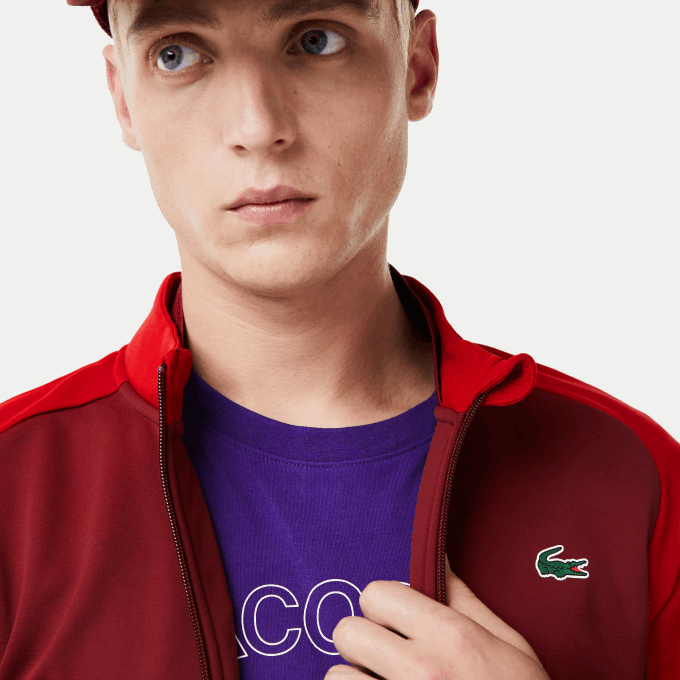 Men Lacoste V0ZN1076 Bordeaux Red 6HJ SPORT Thermal Golf Jacket - Image 7
