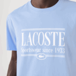 Men Lacoste V0ZN107 Blue HBP Regular Fit Jersey T-Shirt - Image 4