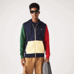Men Lacoste V0ZN1080 Navy Blue Green Red Yellow MY2 Classic Fit Color-Block Hooded Zip Sweatshirt