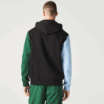 Men Lacoste V0ZN1081 Black Blue Green UEH Classic Fit Color-Block Hooded Zip Sweatshirt - Image 3