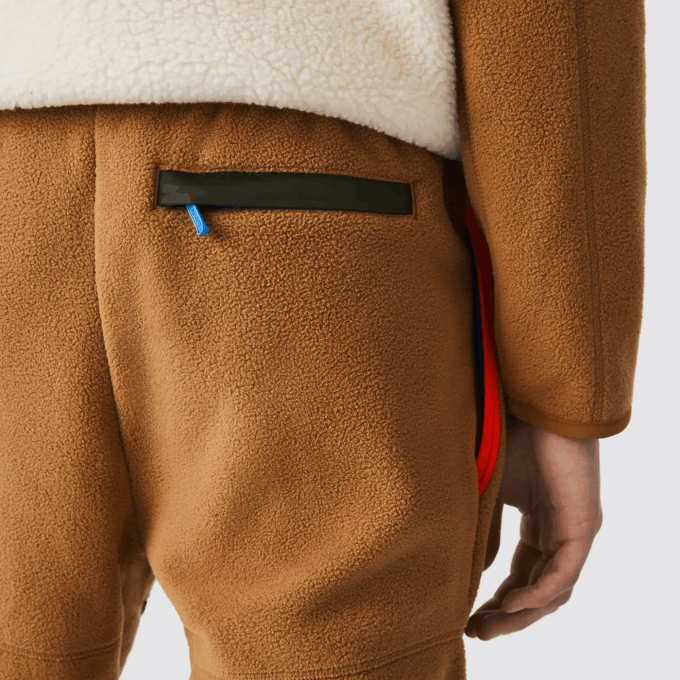 Men Lacoste V0ZN1083 Brown Khaki Green 89F Colorblock Polar Fleece Trackpants - Image 8