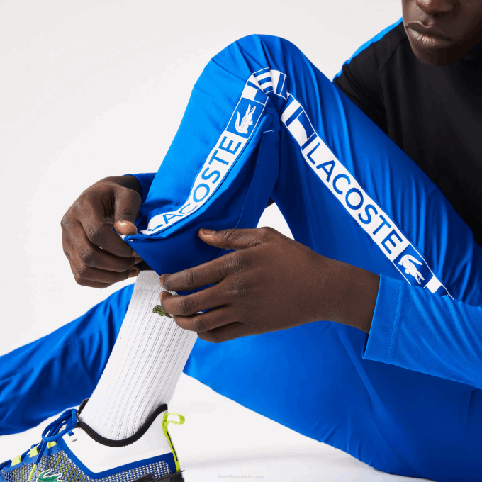 Men Lacoste V0ZN1087 Blue K1Q SPORT Side Prints Tennis Trackpants - Image 8