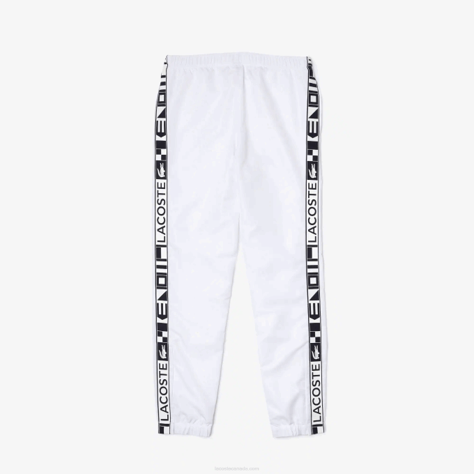 Men Lacoste V0ZN1088 White 001 SPORT Side Prints Tennis Trackpants - Image 6