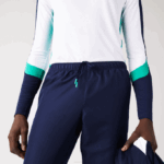 Men Lacoste V0ZN1089 Navy Blue 166 SPORT Side Prints Tennis Trackpants - Image 6