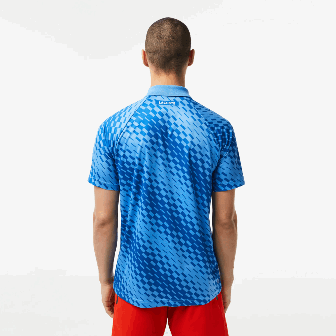 Men Lacoste V0ZN108 Blue YIQ Tennis x Novak Djokovic Fan Version Polo - Image 3