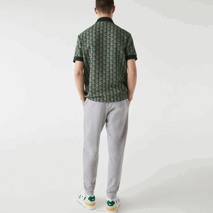 Men Lacoste V0ZN1092 Grey Chine CCA Crocodile Branding Cotton Fleece Jogging Pants - Image 3