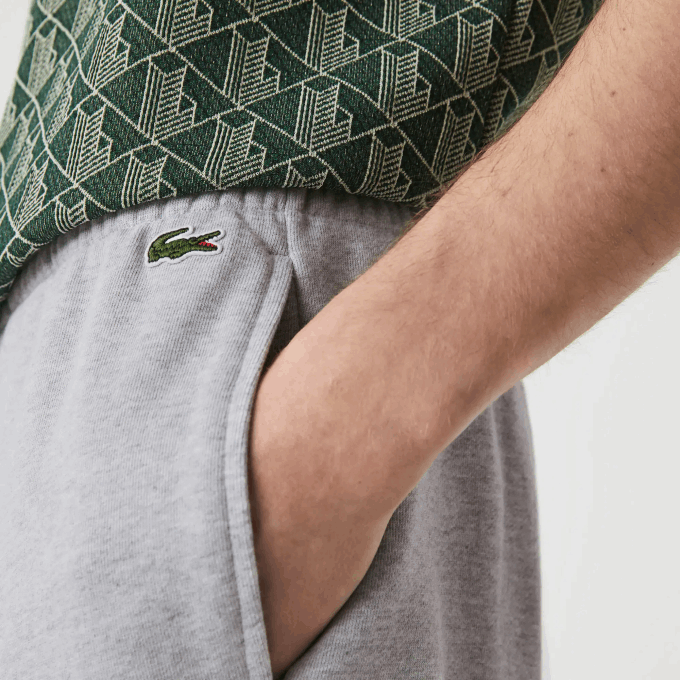 Men Lacoste V0ZN1092 Grey Chine CCA Crocodile Branding Cotton Fleece Jogging Pants - Image 4