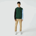 Men Lacoste V0ZN1096 Green Black Blue UG6 Brushed Fleece Sweatshirt - Image 2